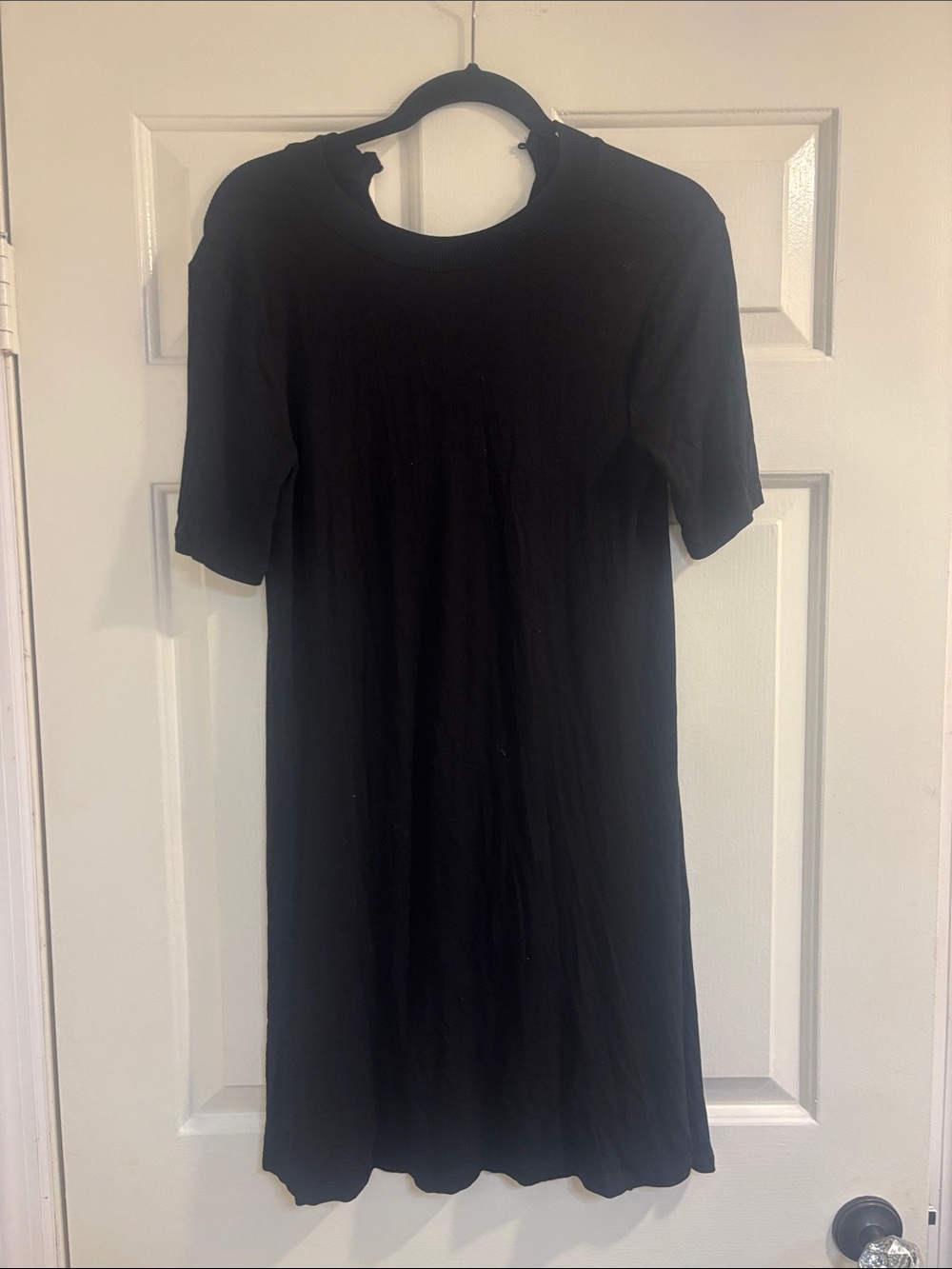 Old Navy Black Midi Dress with Short Sleeves
